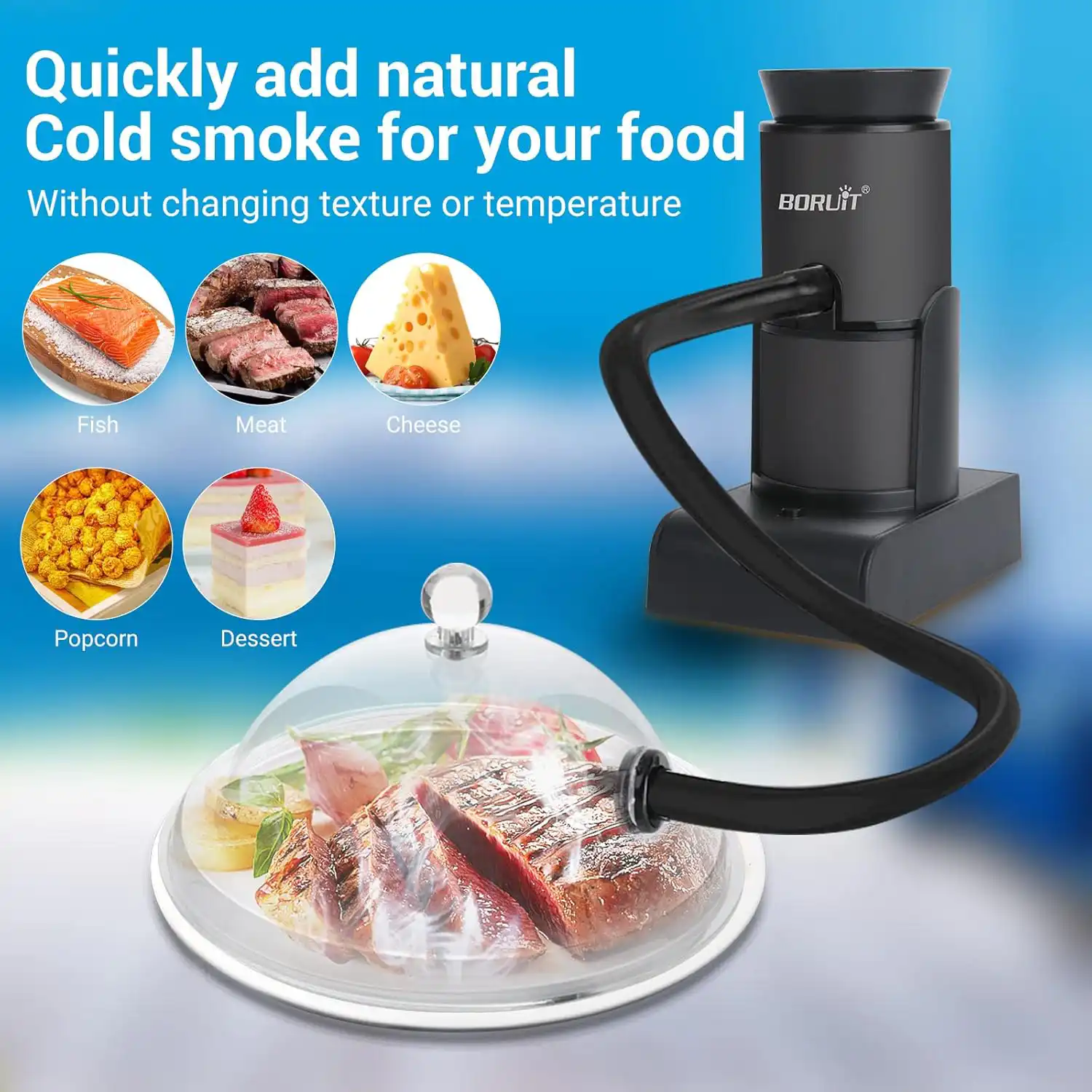 WANGCL Pistola Ahumadora Portátil Para Cócteles Y Comida - Infusor De Humo En Frío Con Ventilador - Aleación De Aluminio - Ideal Para Carnes, Pescados, Sopas Y Postres